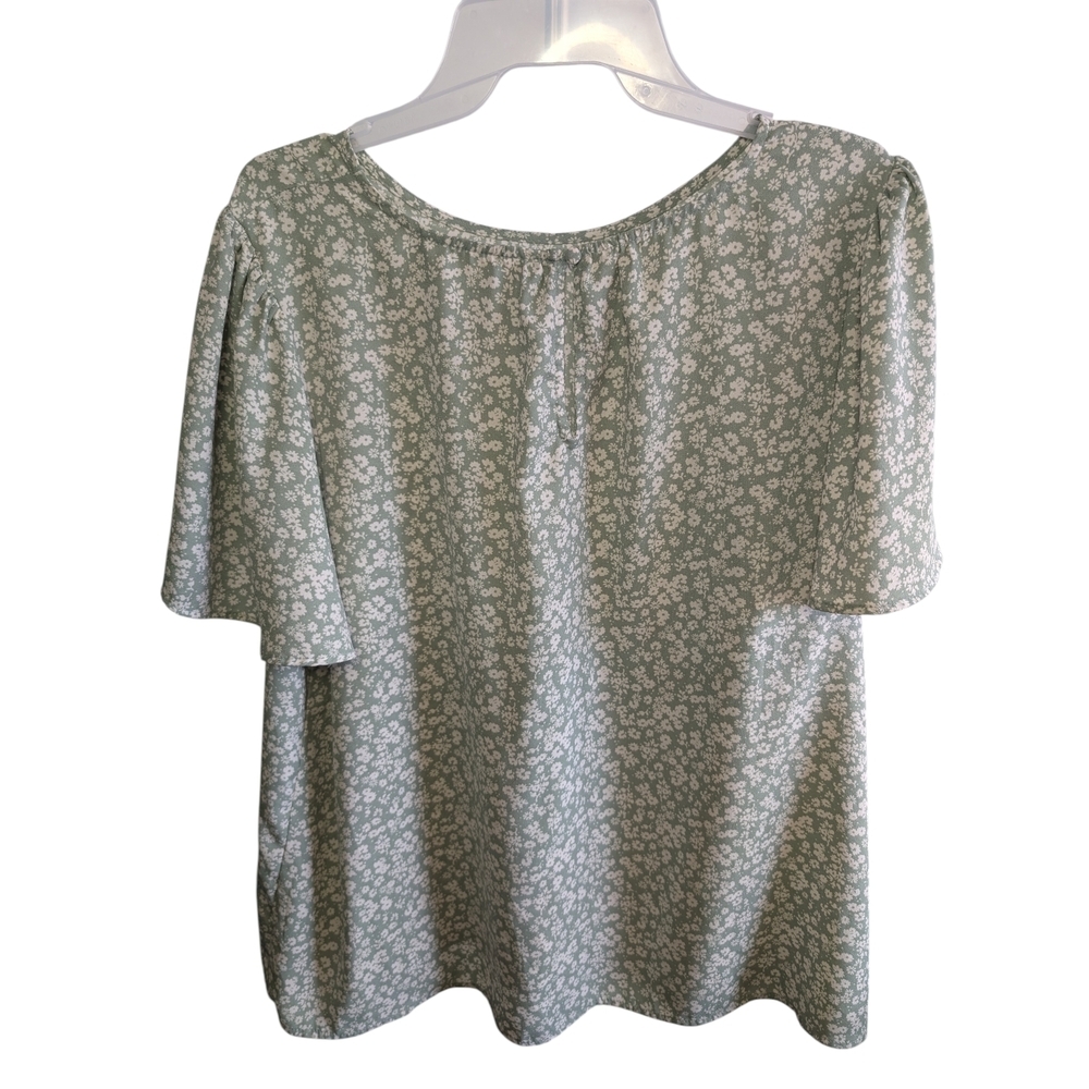 Lauren Conrad Plus Size 2X Green Floral Boho Flutter Sleeve Blouse Women's Flowy